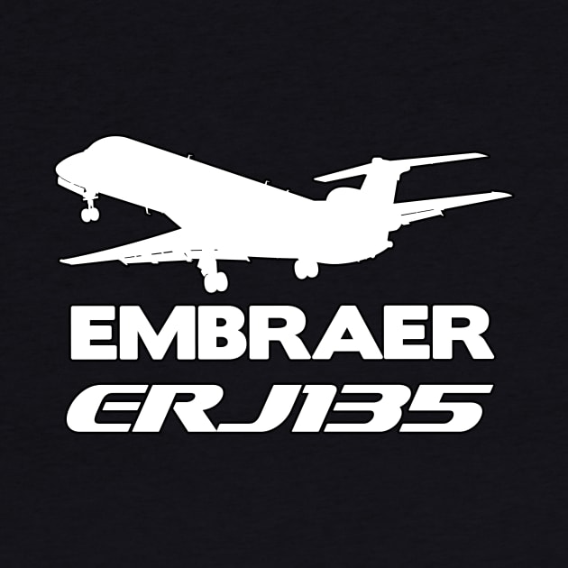 Embraer ERJ135 Silhouette Print (White) by TheArtofFlying